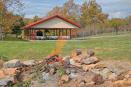 Event pavillion and fire pit Aliabaad Farm 4040 Mills Rd