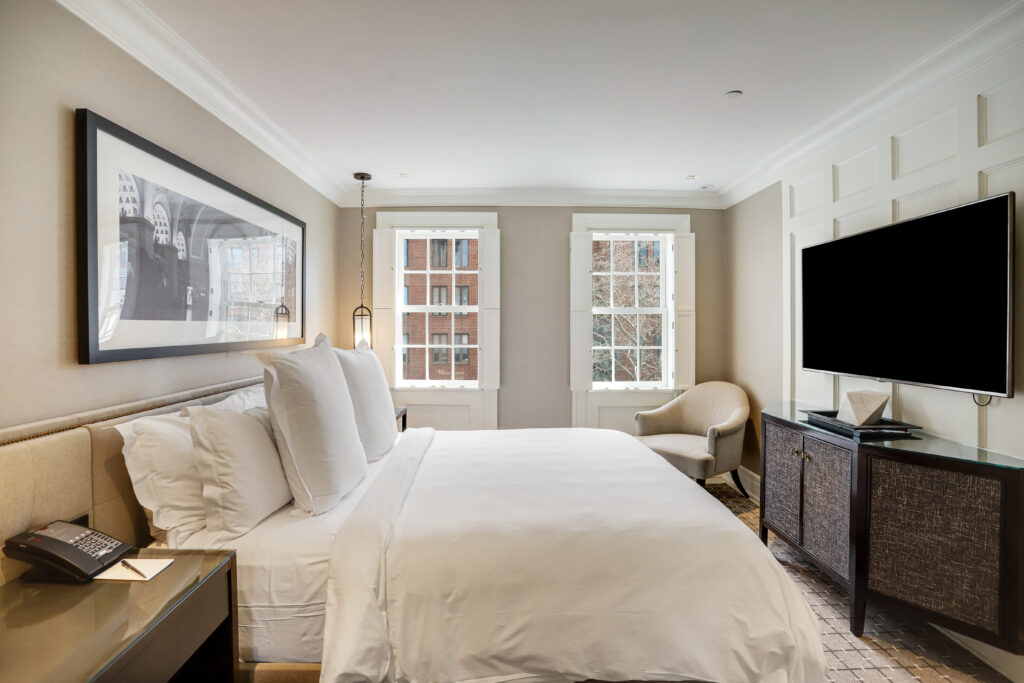 The primary suites feature designer beds dressed in Rivolta Carmignani linens, serene dressing areas, and tranquil touches throughout.
